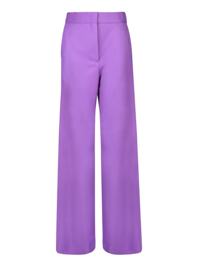 Msgm High-waisted Virgin Wool Palazzo Trousers In Purple