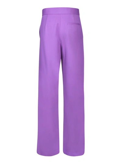 Msgm High-waisted Virgin Wool Palazzo Trousers In Purple