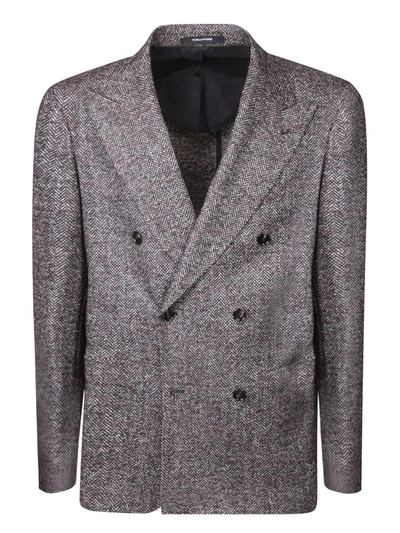 Tagliatore Herringbone Pattern Jacket In Beige