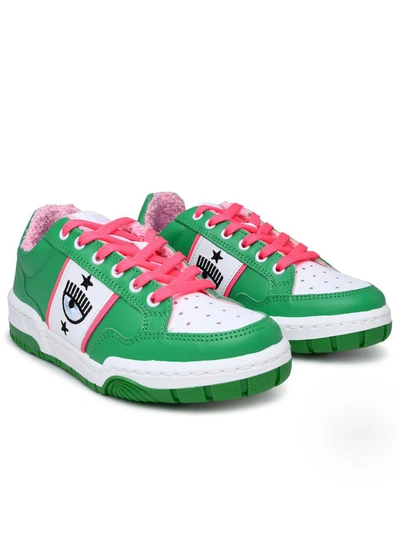 Shop Chiara Ferragni Cf-1 Green Leather Sneakers