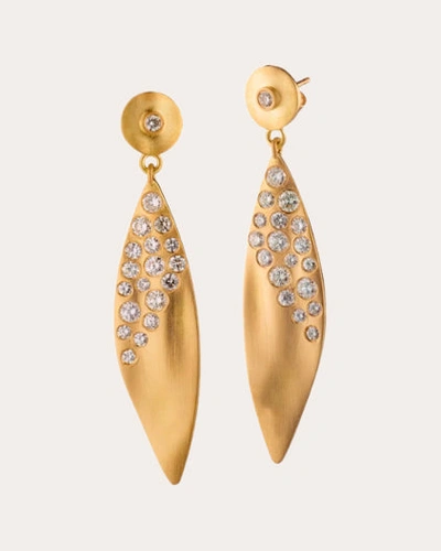 Shop Elizabeth Moore Women's Diamond Wing Drop Earrings In Gold