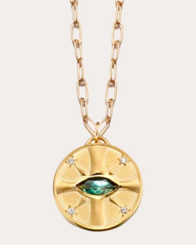 Shop Elizabeth Moore Women's Oregon Sunstone Eye Of The Sun Pendant Necklace In Green