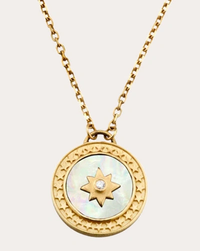 Elizabeth Moore Women's Celestial 14gold Mother Of Pearl And Diamond Star Pendant Necklace 14k Gold In Gold