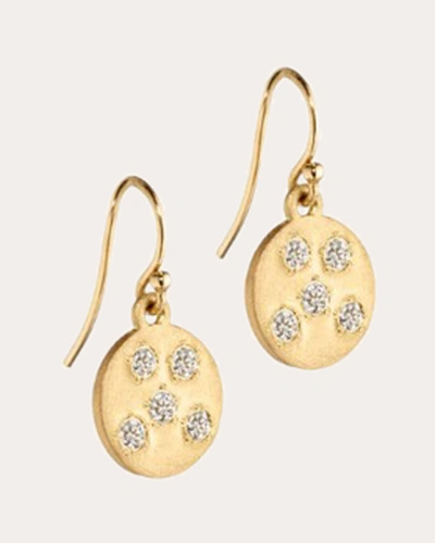Shop Elizabeth Moore Women's Diamond Disc Drop Earrings In Gold