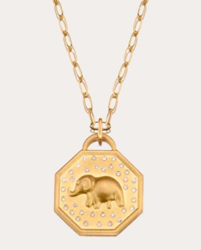 Shop Elizabeth Moore Women's Happy Elephant Pendant Necklace In Gold