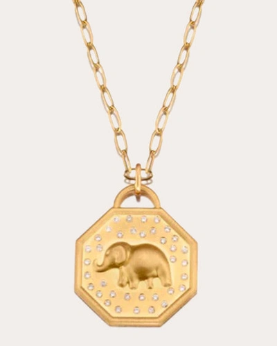 Elizabeth Moore Women's Happy Elephant 18k Gold Diamond Pendant Necklace In Gold