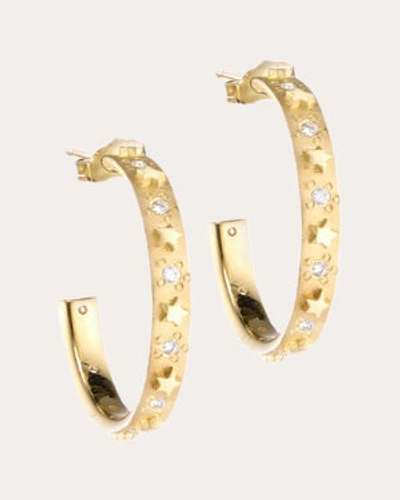 Shop Elizabeth Moore Women's Diamond Star Hoop Earrings In Gold