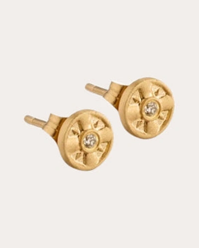 Shop Elizabeth Moore Women's Diamond Round Stud Earrings In Gold
