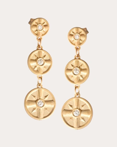 Shop Elizabeth Moore Women's Diamond Triple Drop Earrings In Gold