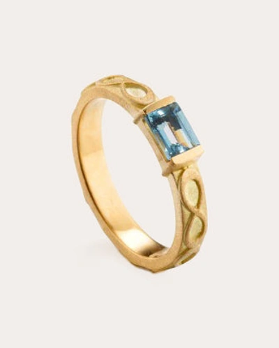 Shop Elizabeth Moore Women's Aquamarine Infinity Ring In Blue