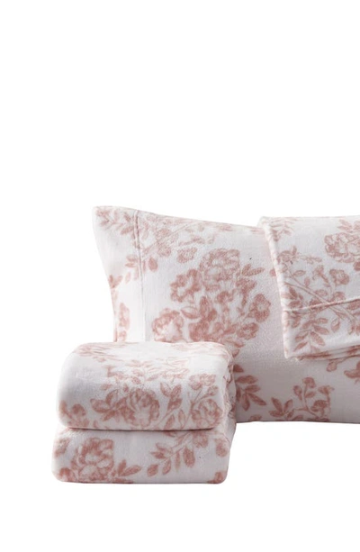 Woven & Weft Printed Plush Velour Sheet Set In Toile - Blush Pink