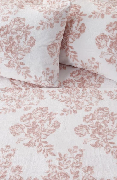 Woven & Weft Printed Plush Velour Sheet Set In Toile - Blush Pink