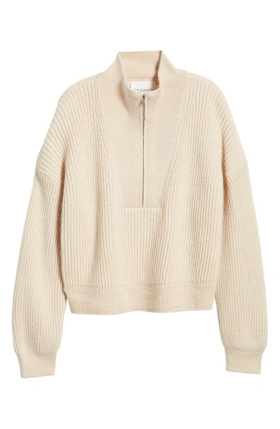 Shop Closed Half Zip Wool & Alpaca Crop Sweater In Ivory