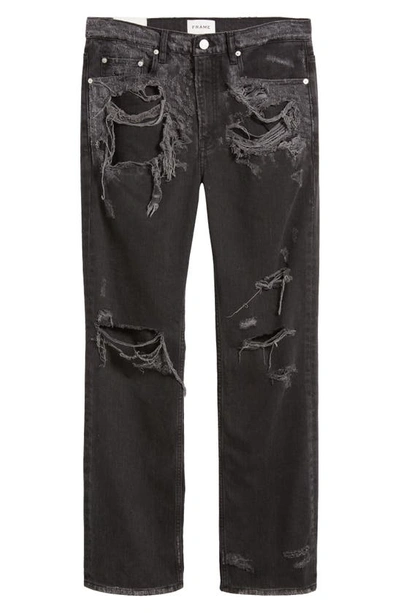 Shop Frame Boxy Distressed Straight Leg Jeans In Durban Destruct