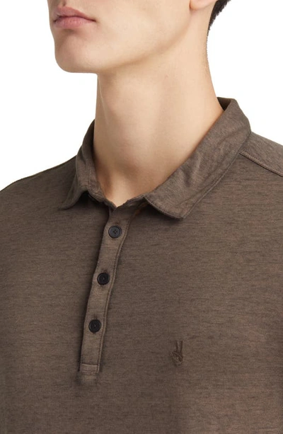 Shop John Varvatos Marty Long Sleeve Burnout Polo In Wood Brown