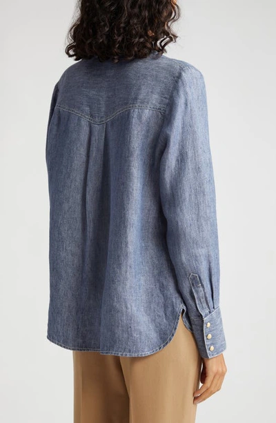 Twp Rancher's Daughter Denim Snap-up Shirt In Medium Indigo
