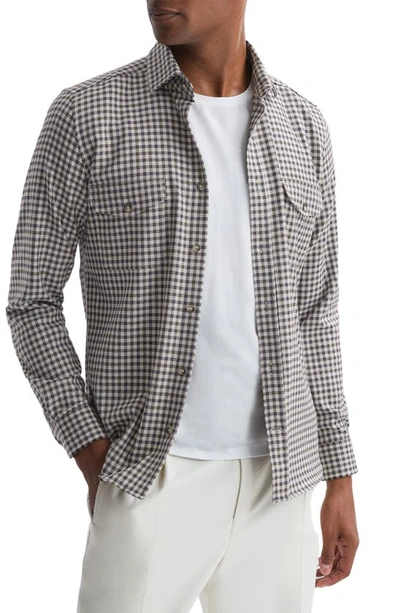 Shop Reiss Tremont Check Brushed Button-up Shirt In Chocolate Multi