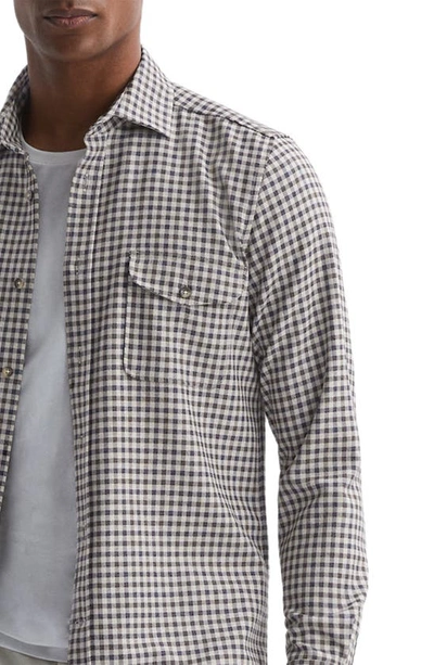 Shop Reiss Tremont Check Brushed Button-up Shirt In Chocolate Multi
