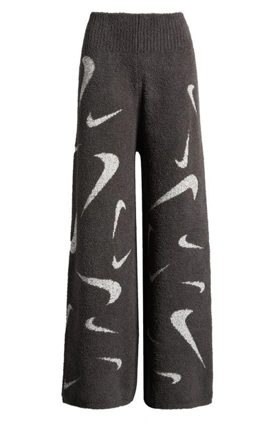 Shop Nike Sportswear Phoenix Cozy Bouclé Wide Leg Pants In Medium Ash/ Light Ore Brown