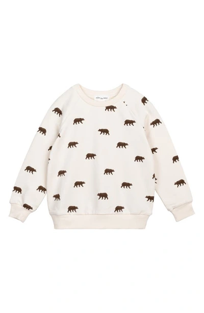 Shop Miles Baby Kids' Grizzly Print Organic Cotton Sweatshirt In Beige