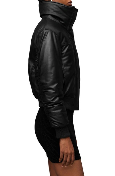 Allsaints Sloane Padded Leather Bomber Jacket In Black