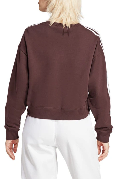 Shop Adidas Originals Adicolor Classics 3-stripes Cotton French Terry Sweatshirt In Shadow Brown