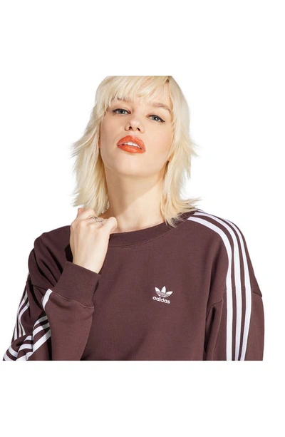 Shop Adidas Originals Adicolor Classics 3-stripes Cotton French Terry Sweatshirt In Shadow Brown