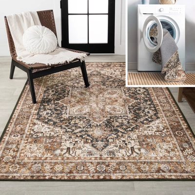 Jonathan Y Chapell Chenille Mid-century Medallion Machine-washable Black/terra 8 Ft. X 10 Ft. Area Rug