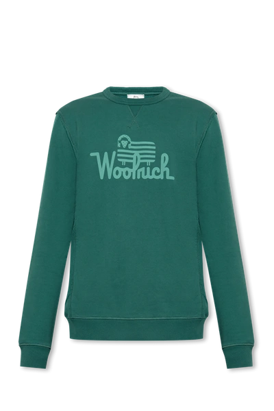 Shop Woolrich Green Logo-printed Sweatshirt In New