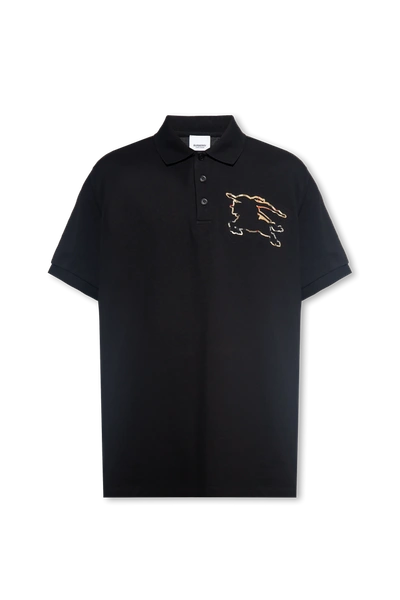 Shop Burberry Black ‘winsley' Polo Shirt In New