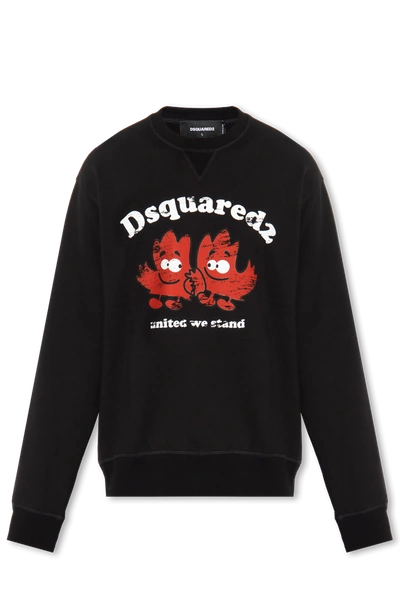 Shop Dsquared2 Black Printed Sweatshirt In New