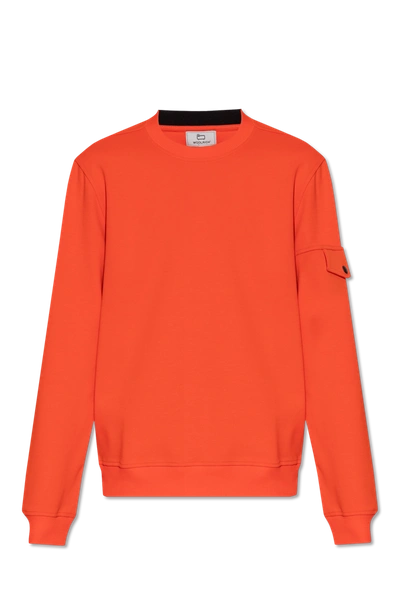 Shop Woolrich Orange Sweatshirt With Logo In New