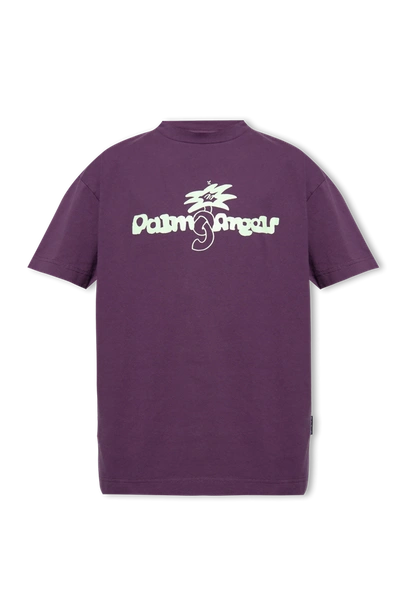 Shop Palm Angels Purple T-shirt With Logo In New