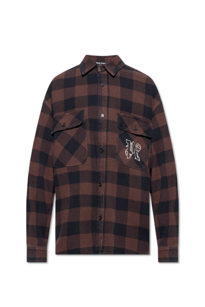 Shop Palm Angels Brown Checked Shirt In New