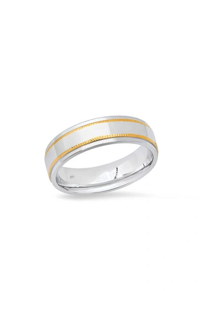 Shop Hmy Jewelry Two-tone Band Ring In Metallic/yellow