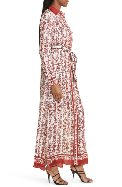 Shop Alice And Olivia Chassidy Scarf Print Long Sleeve Shirtdress In Fatal Attraction Off White