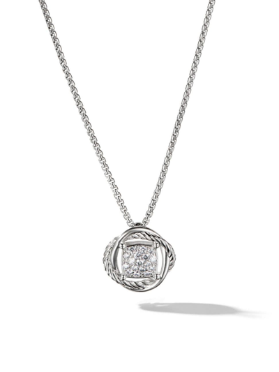 Shop David Yurman Women's Infinity Pendant Necklace In Sterling Silver In Diamond