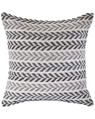 Lr Home Sofie Woven Chevron Striped Grey & Black Decorative Pillow In Grey