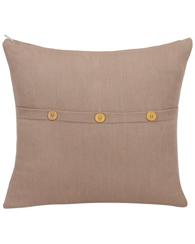 Lr Home South Hampton Brown Buttoned Cotton Decorative Pillow In Brown