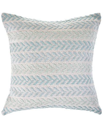 Lr Home Sofie Woven Chevron Striped Blue & Mint Decorative Pillow In Blue
