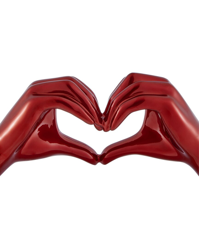 Finesse Decor Heart Hands Metallic Red In Red