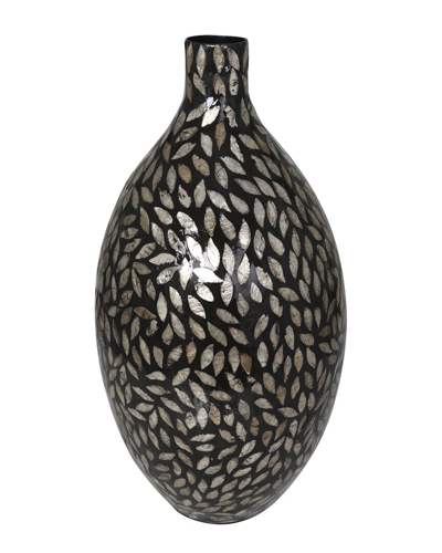 Peyton Lane Mother-of-pearl Handmade Mosaic Vase In Black