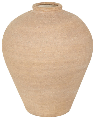 Peyton Lane Ceramic Wide Textured Vase In Beige