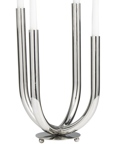 Peyton Lane Silver Stainless Steel Abstract U-shaped Candelabra In Silver