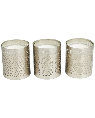 Peyton Lane Set Of 3 Geometric White Wax Vanilla Marshmallow Scented 13oz 1-wick Candle In White