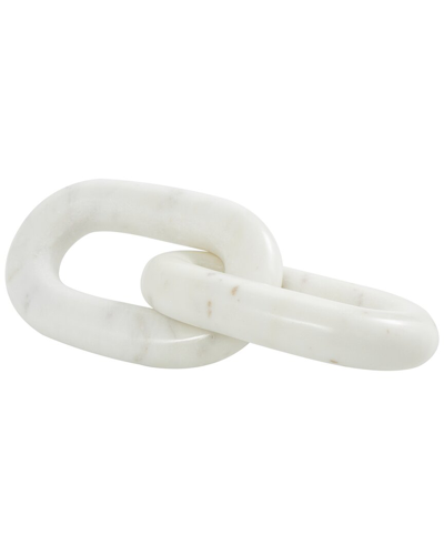 Peyton Lane Chain White Marble Geometric 2 Link Sculpture In White