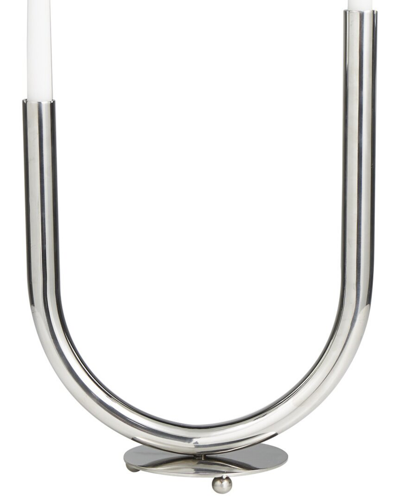 Peyton Lane Silver Stainless Steel Abstract U-shaped Candelabra In Silver