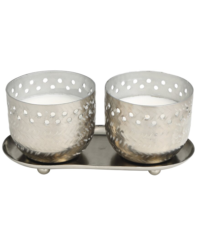 Shop Peyton Lane Set Of 2 White Wax White Sage Scented Cutout Spotted 7oz 1-wick Candle