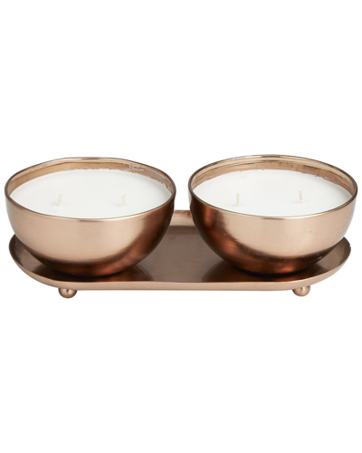 Peyton Lane Set Of 2 White Wax Tropical Breeze Scented 12oz 2-wick Candle In White