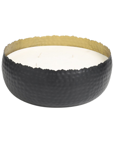Peyton Lane White Wax Campfire Scented Wide Hammered 90oz 4-wick Candle In White